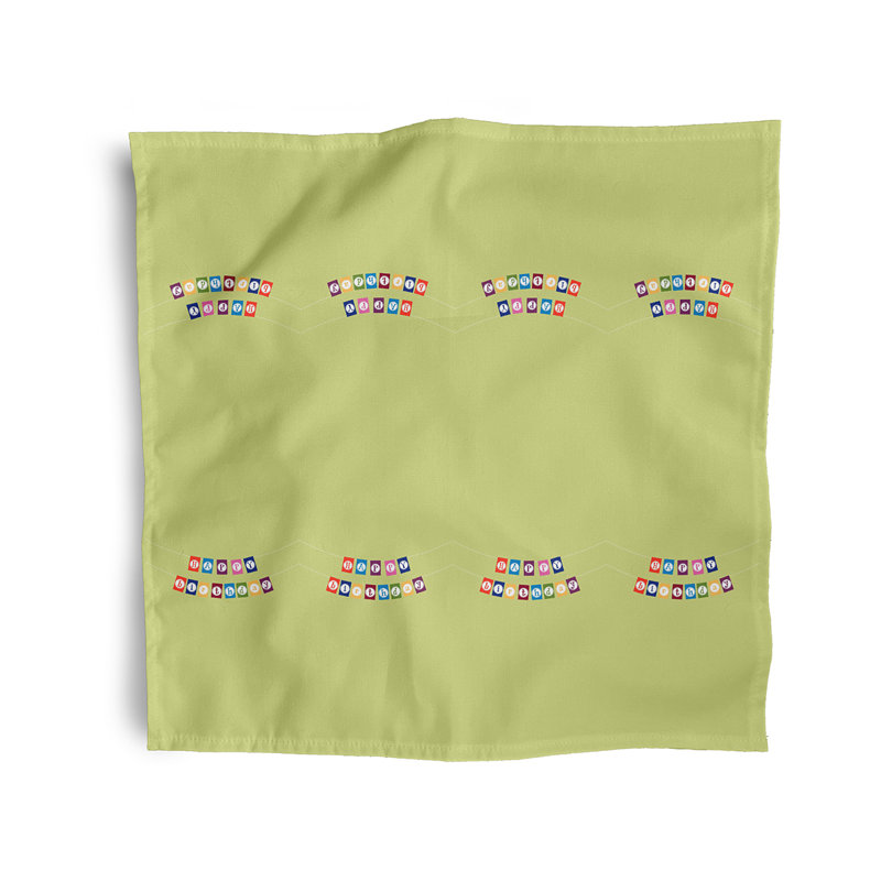 Serviette 22 "Happy Birthday Print, Vert