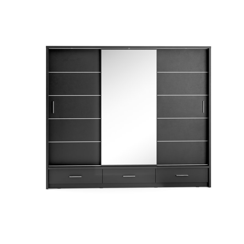 Tengan 3 Door Manufactured Wood Wardrobe, Black