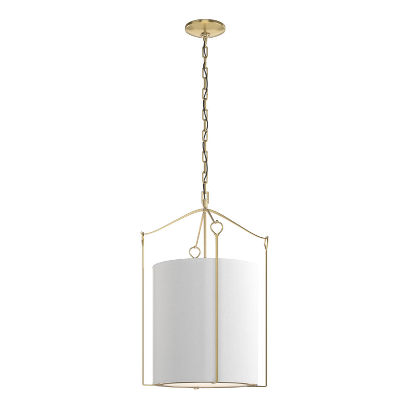 Bow 3 - Light Lantern Cylinder Pendant, Flax, Modern Brass