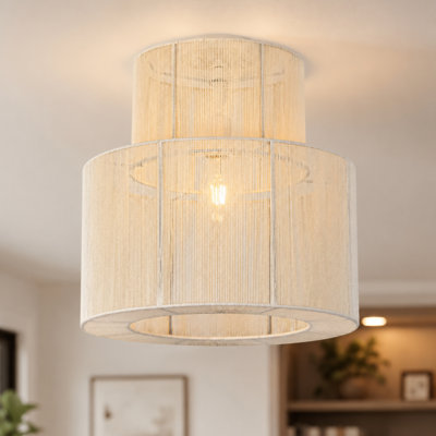 1-Light 2-Tier Cotton Drum Flush Mount
