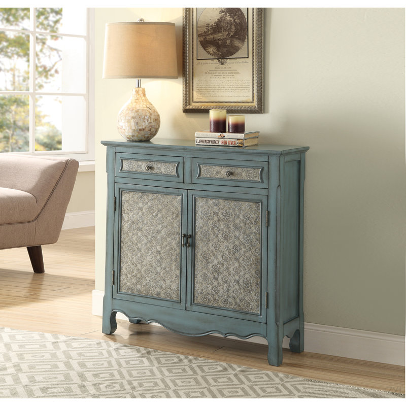 Armoire console au fini bleu antique
