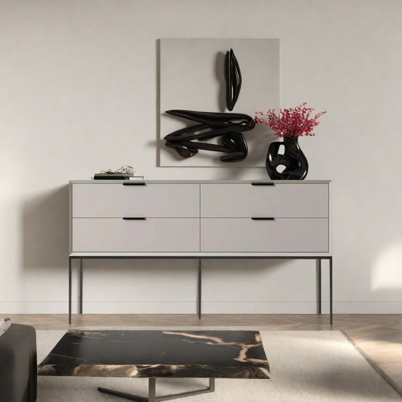 Modern Minimalist Practical Console Table, 31.5" H x 47.24" W x 15.75" D, Beige