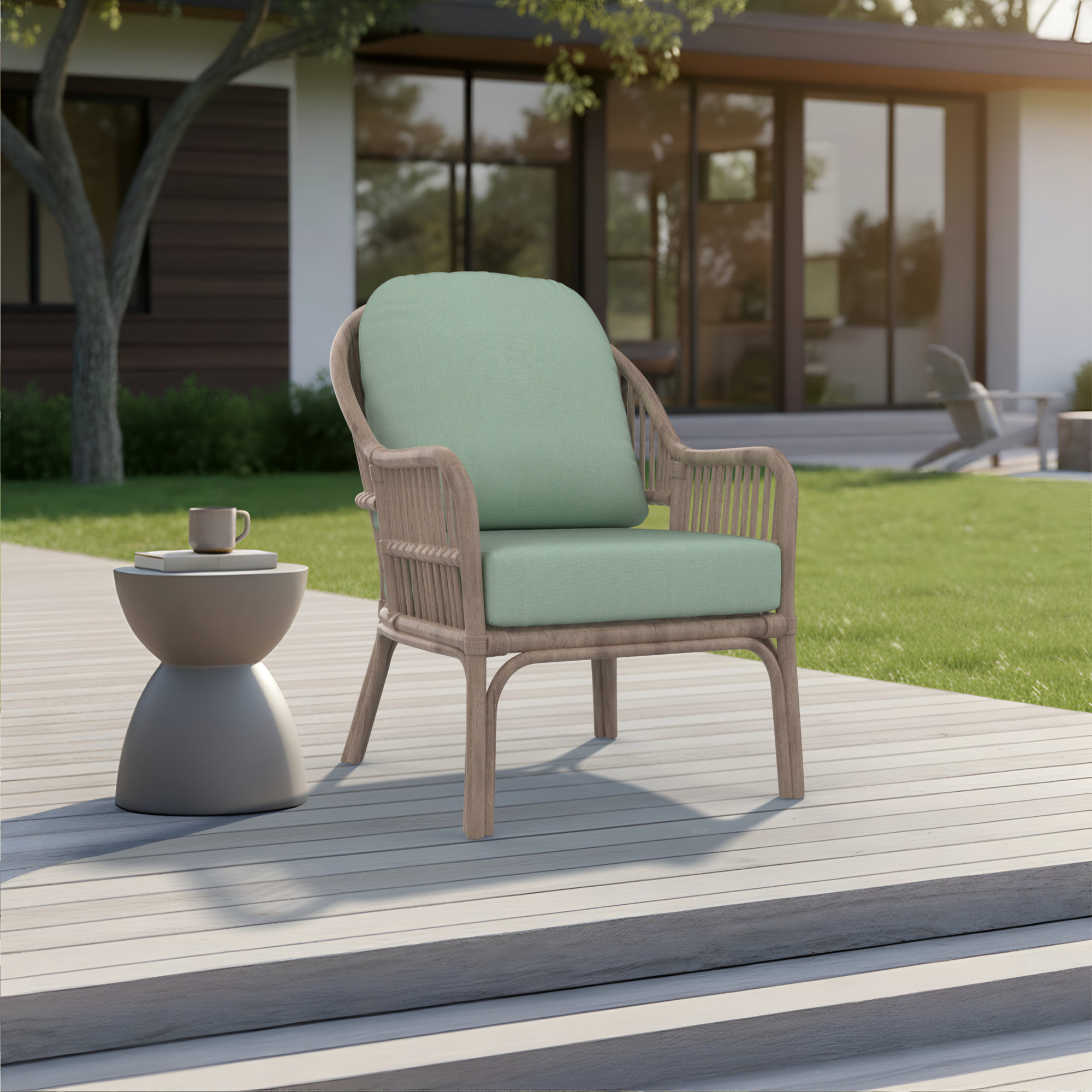 Amala Outdoor Sunbrella® Seat/Back Cushion, Canvas Spa Sunbrella® Canvas