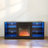 Modern 58" Electric Fireplace Tv Stand With Led Lights, Glass Shelves & Usb Charging Ports, Entertainment Center For Tvs Up To 65"-122913992-122914016