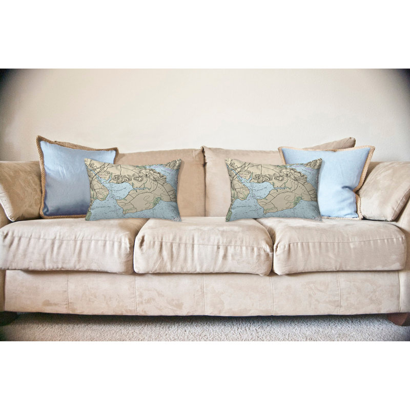 Nautical Map Outdoor Reversible Throw Pillow