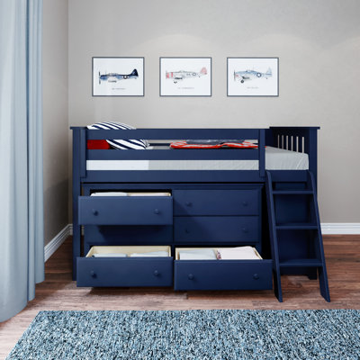 Kaiden Kids Twin Loft Bed with Drawers