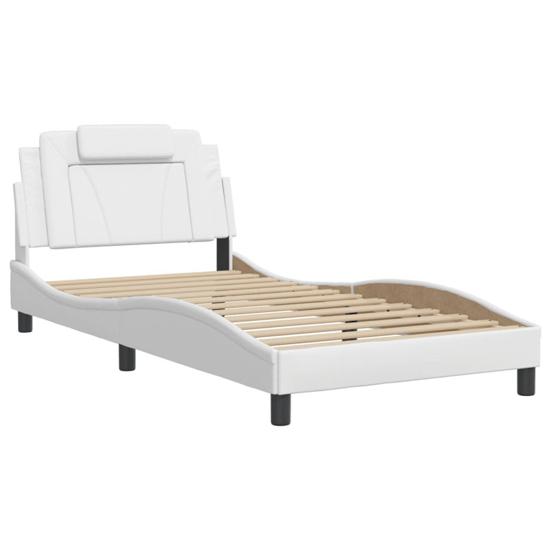 Cadre de lit Viana avec DEL sans matelas blanc 59,8 po x 79,9 po, Très grand simple, Blanc