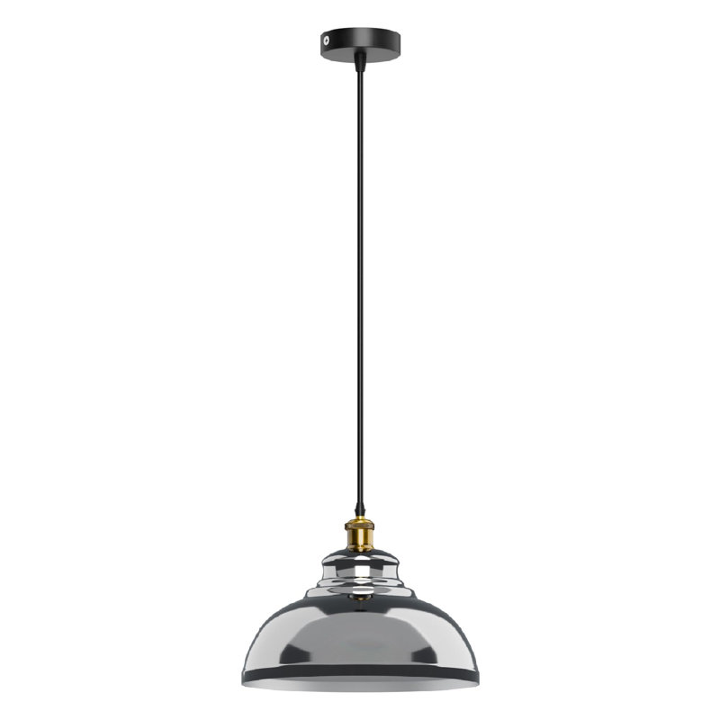 Suspension en métal courbé avec douille E26, Chrome chrome