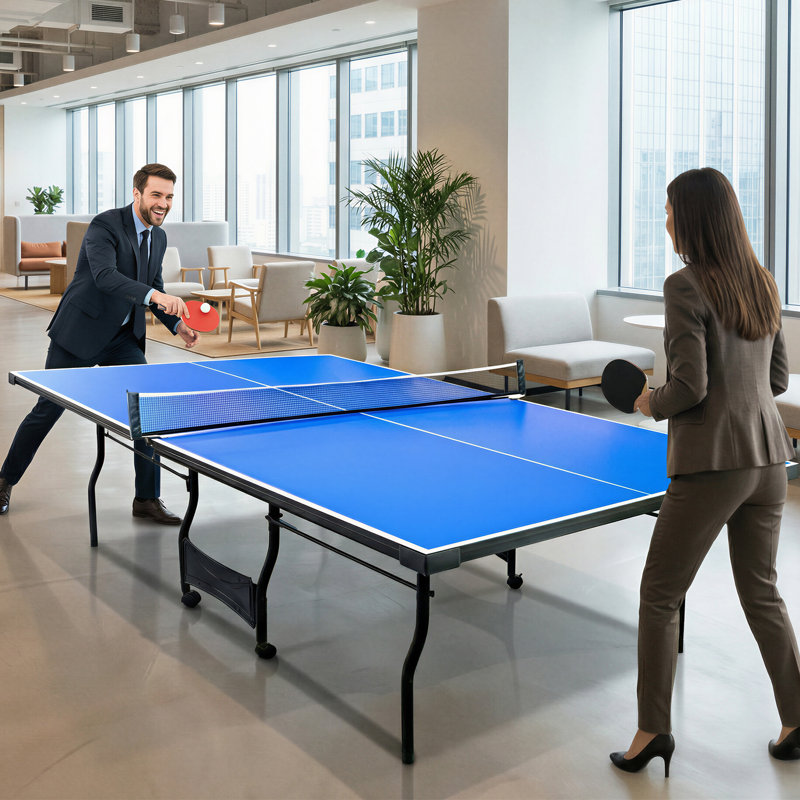Table de ping-pong pliable 9 pi avec filet, raquettes et balles de tennis de table
