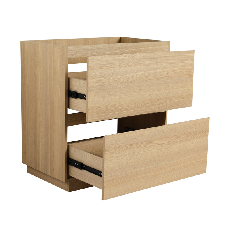 Meuble-lavabo 30 po - Meuble-lavabo encastré à double tiroir autoportant moderne en bois d'ingénierie de couleur chêne, avec tiroir, moderne, bois d'ingénierie, surface éblouissante
