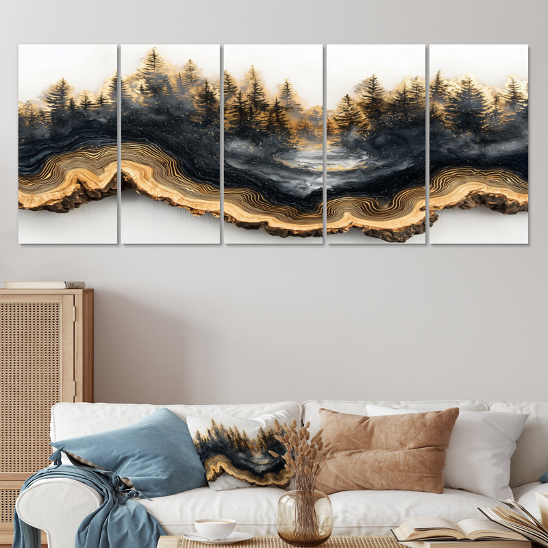 Courant de cristal dans la forêt d'hiver rivière IV - Art mural forêt - décoration murale traditionnelle, H 28 po x l 60 po
