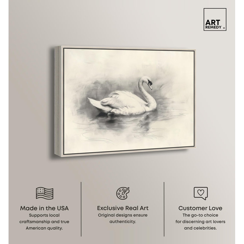«Serene Swan», reproduction d'art sur toile par Art Remedy, H 37 po x l 46 po, Silver Frame