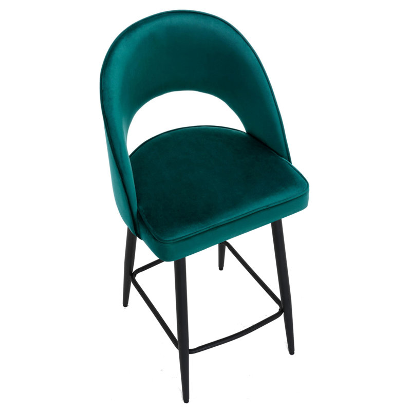 Atka Upholstered Counter Stool with Metal Frame, Sage Green