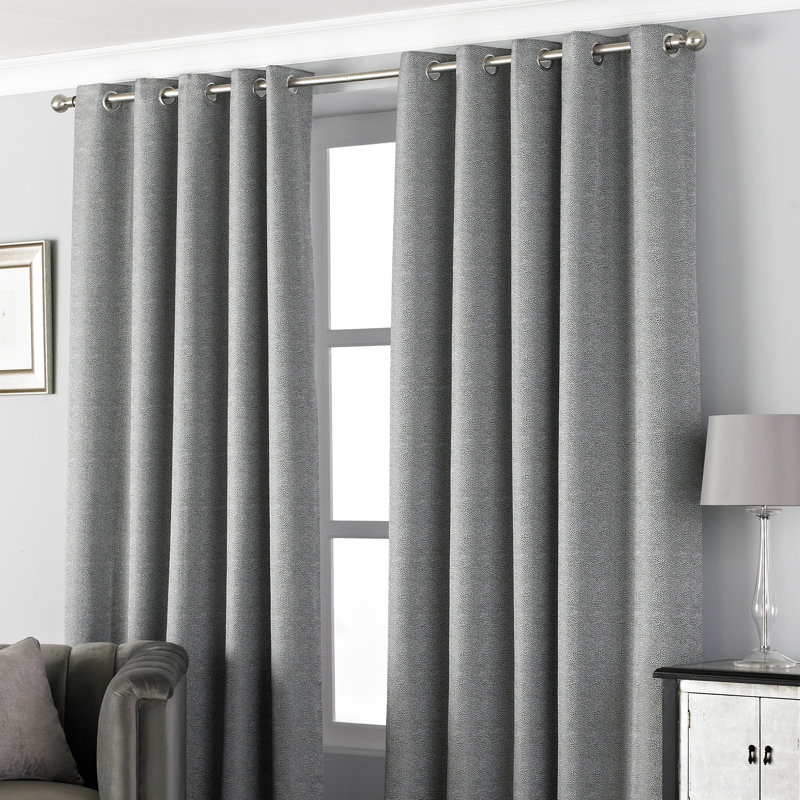 Room Darkening Curtain Pair, Grey, 229cm H x 229cm W