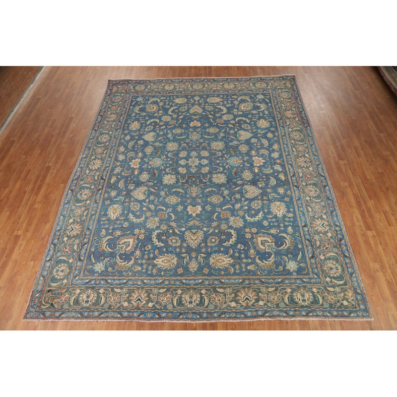 Tapis traditionnel floral bleu All-Over 10 x 12