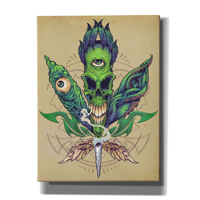 Alexina Pot Leaf Skull sur impression sur toile, H 54 po x l 40 po x P 1,5 po