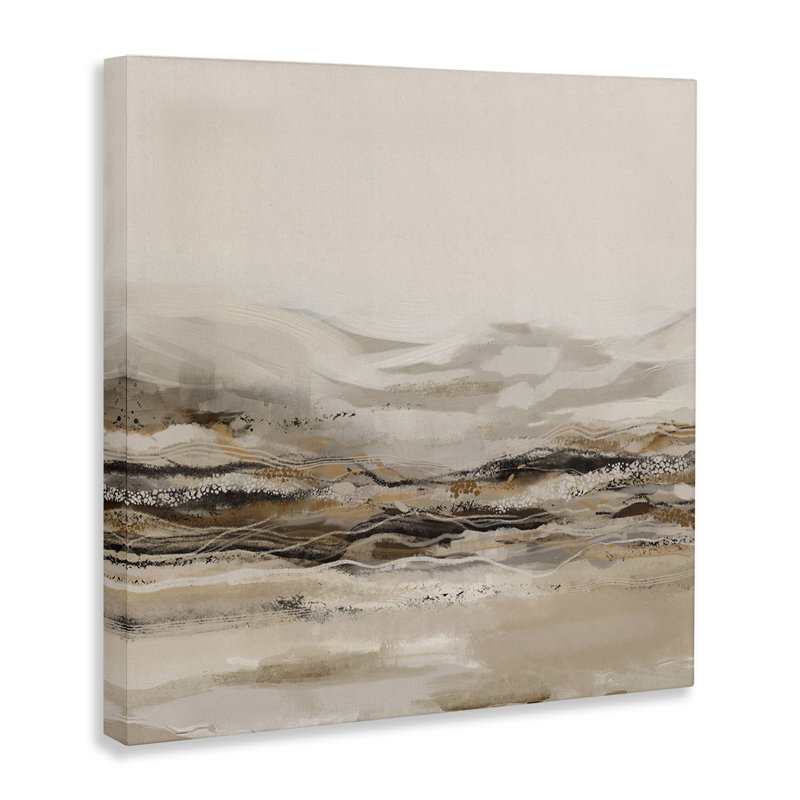 Abstract Mountains Landscape Beige and Brown Canvas Art, 24 x 24