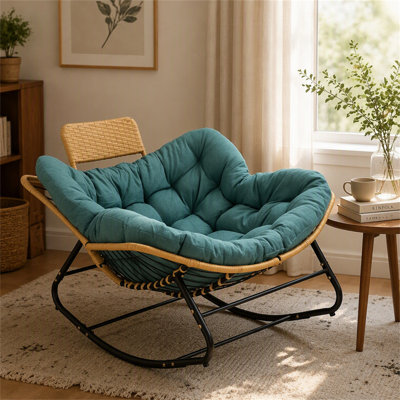 Fauteuil à bascule d'extérieur 39,37 "avec coussin épais Papasan