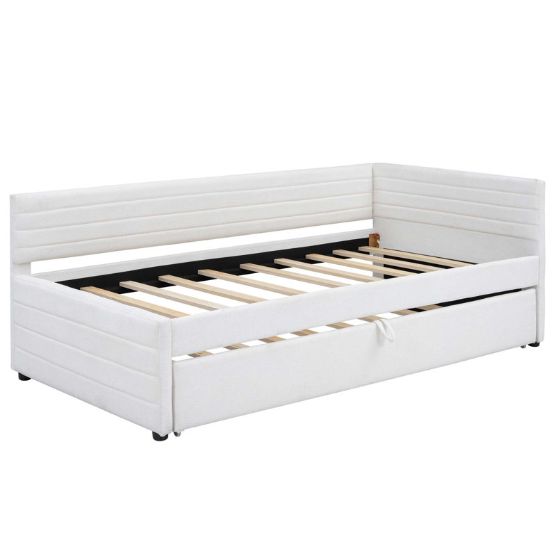 Lit de jour simple rembourré avec couchette, Blanc