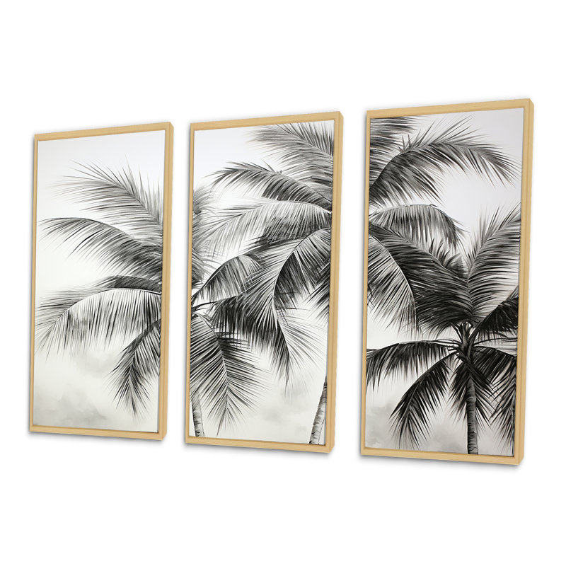 Palmier, désert, oasis II - ensemble de palmiers et palmiers, H 40 po x l 60 po x P 1 po, Cadre naturel flottant