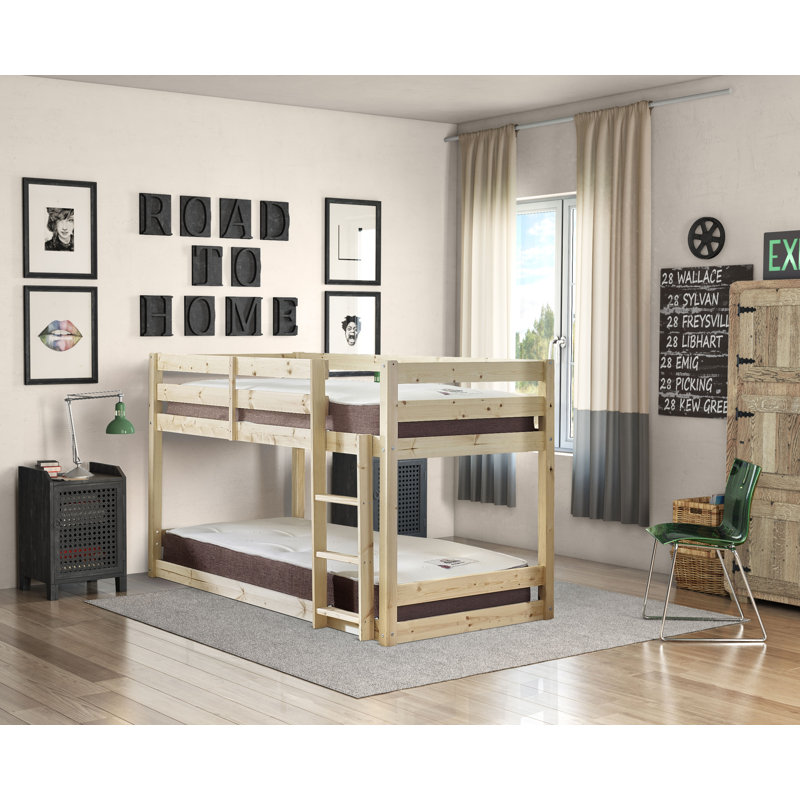 Adrianna Heavy Duty Solid Pine Low Bunk Bed, Small Single (2'6")