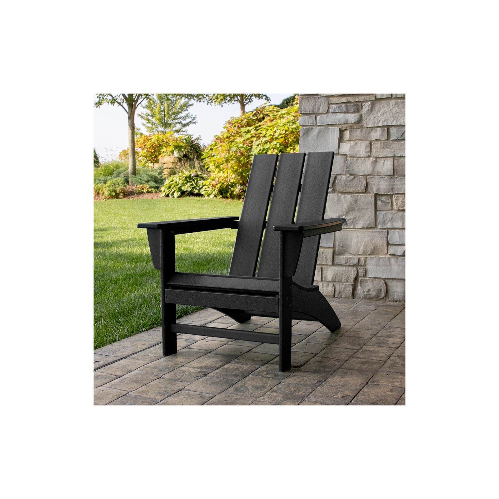 POLYWOOD Modern Adirondack 3-Piece Set, Black