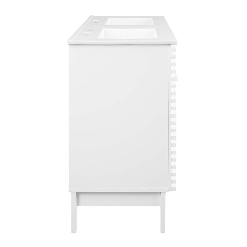 Render White 48" Double Sink Freestanding Bathroom Vanity