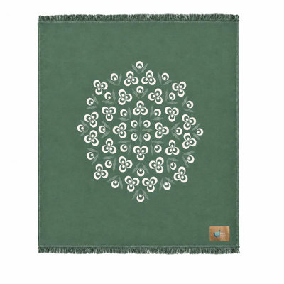 Bigghome Cintemani Green Double Blanket 78x87 Inch, Soft Cotton Blend All Season Bed Spread Throw Blanket for Double Bed Couch, Made in Türkiye