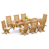7 Pcs Grade-A Teak Wood Dining Set: 122" Atnas Double Extension Rectangle Table And 6 Warwick Reclining Arm Chairs #11Wa2806
