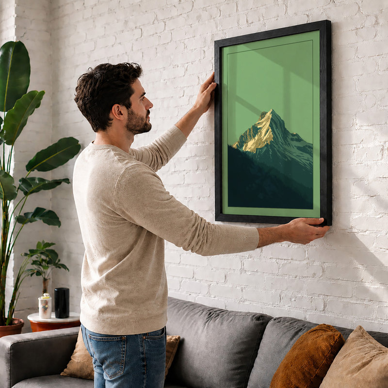 Mountain at Sunrise Minimalist - Framed Print, Unframed, A1 - 84.1 x 59.4 cm