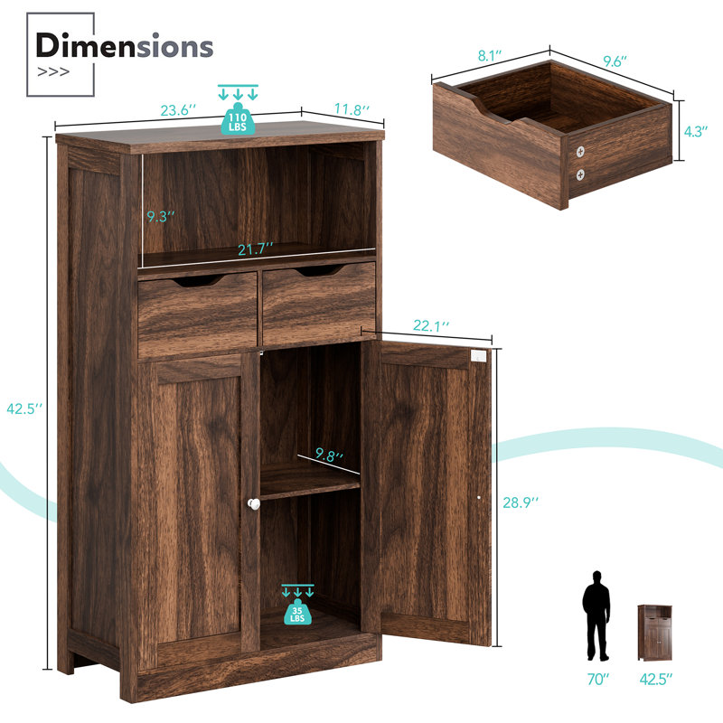  Armoire de rangement autoportante Menik, Noyer