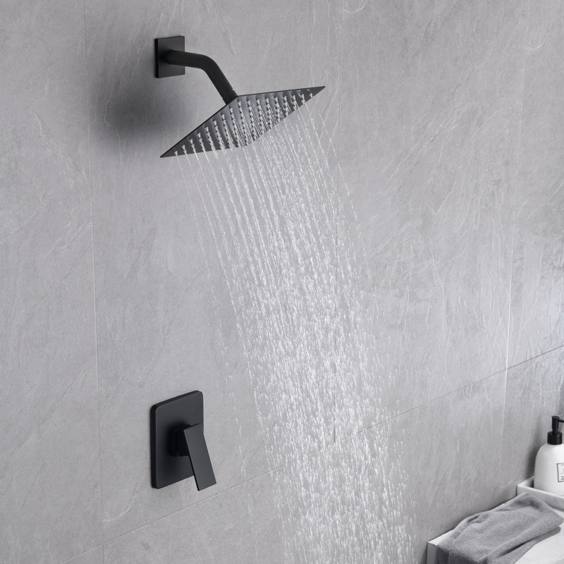 Robinet de douche de salle de bain avec valve brute, Noir mat