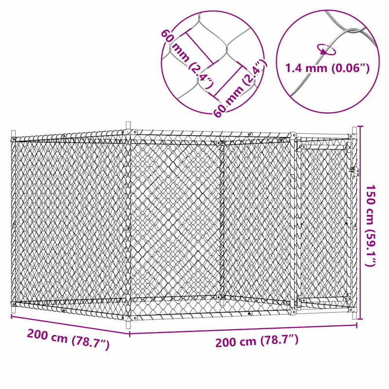 Alejandra 150cm H Steel Yard Kennel, 150 H x 200 W x 200 D cm
