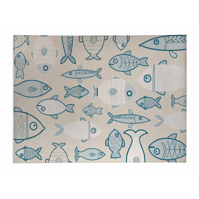 Napperon Here Fishy, Ivoire ivoire, 0.01" H x 12" W x 16" D
