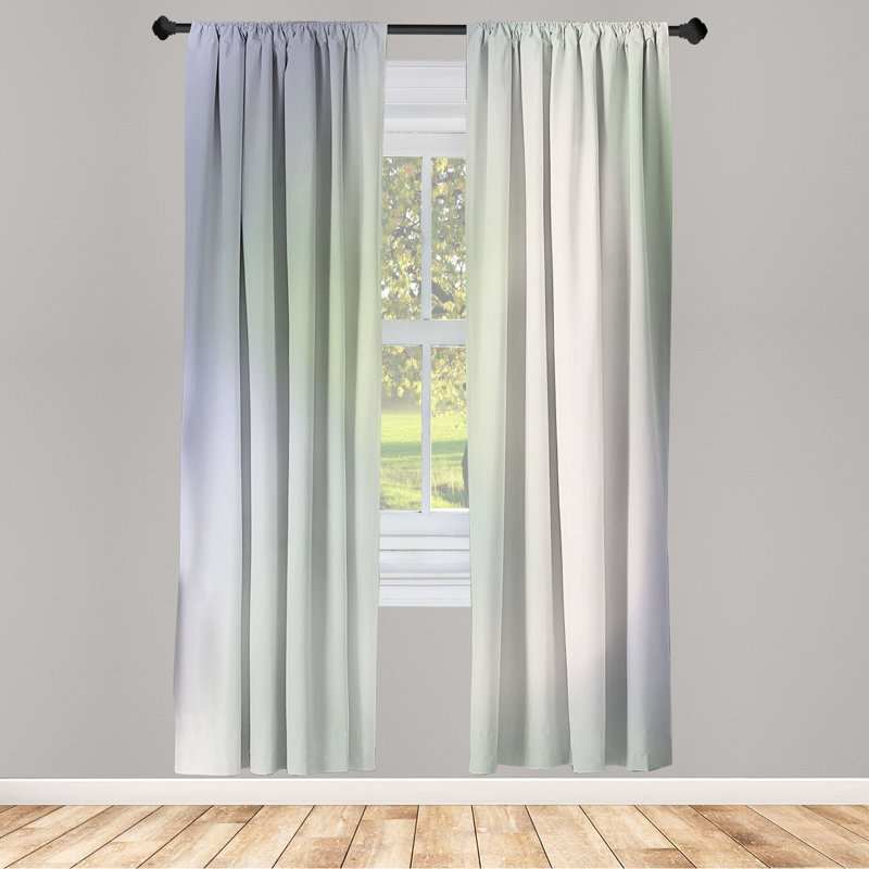  Pastel Curtains, Abstract Daydream Fantasy, 28" W x 63" L, Pastel Green