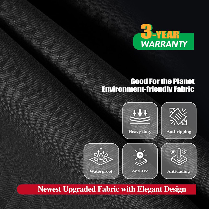 Premium Black Waterproof Outdoor Grill Cover with Strap Closure