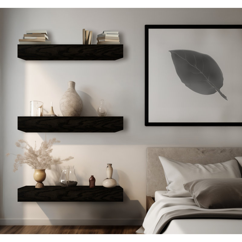 Emerald Lee 3 Piece Oak Floating Shelf, 6" H x 33" W x 8" D