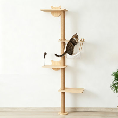 4-Tier Wall-Mounted Cat Tree Tower Scratching Post