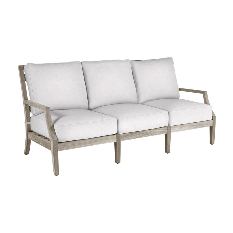 Canapé en teck Haley - Huître, Teck huître, Sunbrella® ‑ lin neige, Pas de passepoil + bourre standard