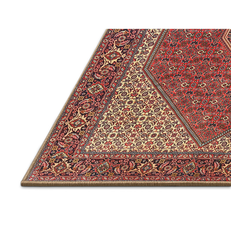 Tapis traditionnel rouge / beige, Rectangle 6 pi x 9 pi