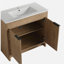 Commode de salle de bain autoportante 36 po avec lavabo en céramique blanche et 2 portes d'armoire à fermeture en douceur-120855779