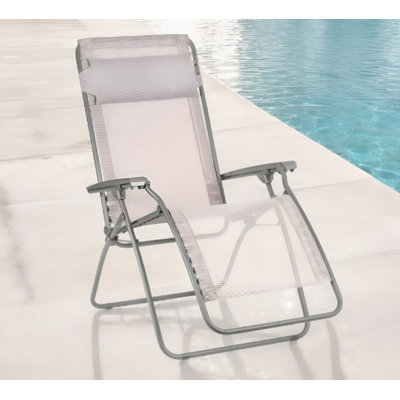 27" Ivory Steel Outdoor Zero Gravity Chair with Ivory Cushion by HomeRoots