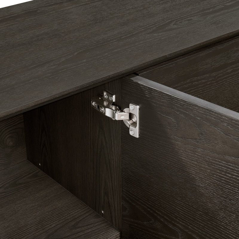 Buffet en bois massif de style Mid-Century de 63 po avec tiroirs et rangement réglable Raventon