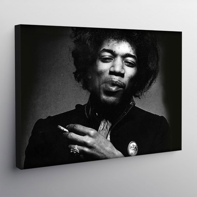 Jimi Hendrix Smoking - Wrapped Canvas Print, 84cm H x 120cm W x 4cm D