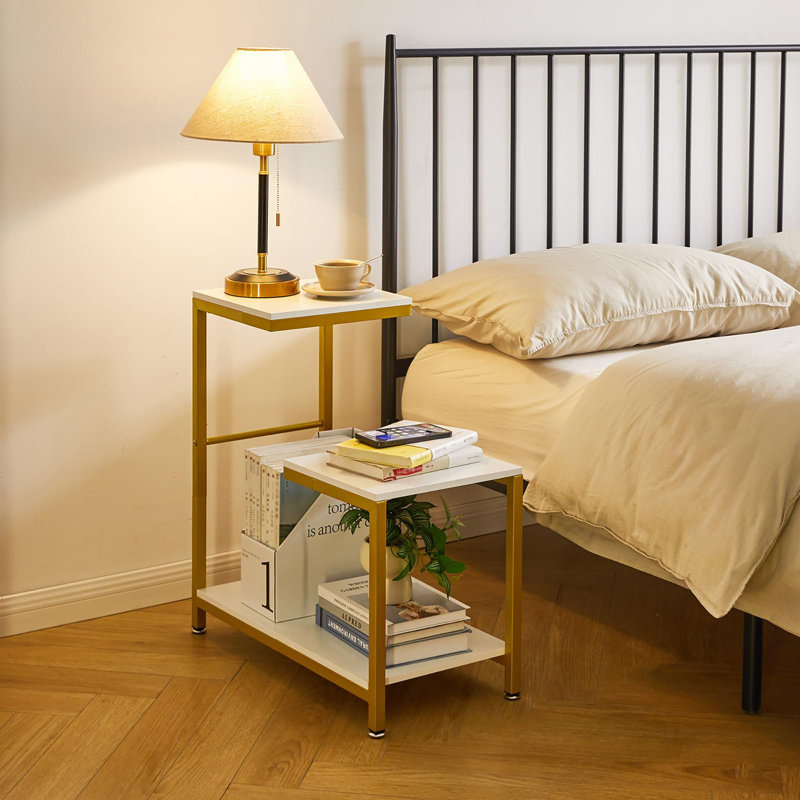 End Table, White/Gold