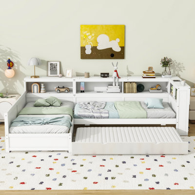 L-Shaped Daybed With Trundle, Drawer, And Usb by Red Barrel Studio