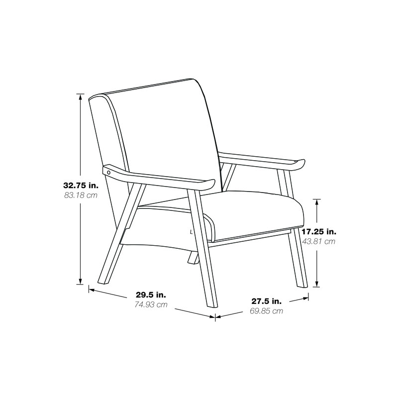Méridienne en polyester de 27,25 po de largeur Albury, 100 % polyester fumée, Blanc