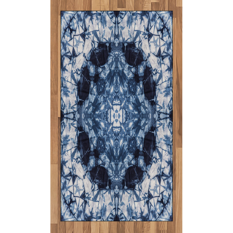 Indigo Paisley High Density Long Fiber Poly Threads Decorative Area Rug Carpet, Rectangle 2'7" x 5'