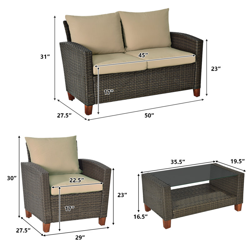 Chali 4 - Person Patio Conversation Set