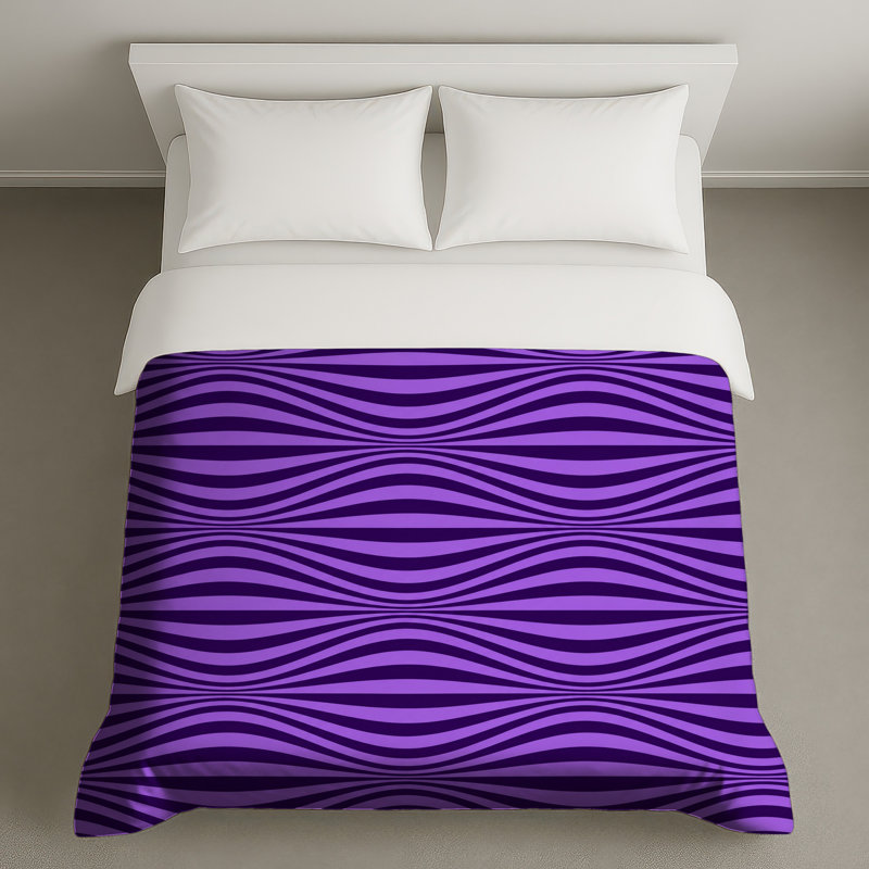 Housses de couette à lignes ondulées mauves, Twin